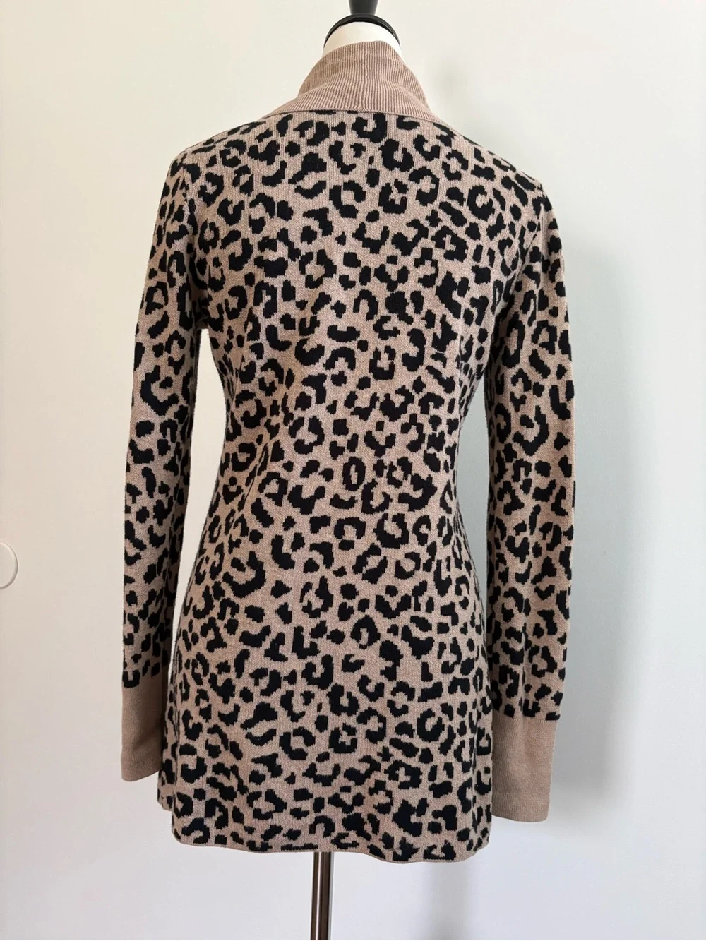 Yes Lola Leopard Print Open Front Cardigan Sweater Cotton Size Medium
